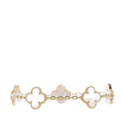 Van Cleef & Arpels 18K Yellow Gold Mother of Pearl 5 Motifs Vintage Alhambra Bracelet 1 of 4