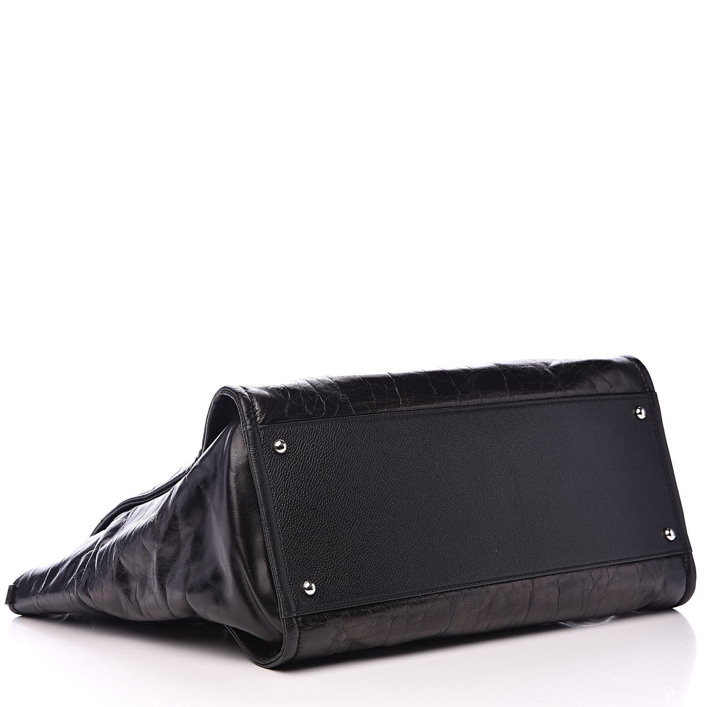 Glazed Calfskin Large Deauville Tote Black