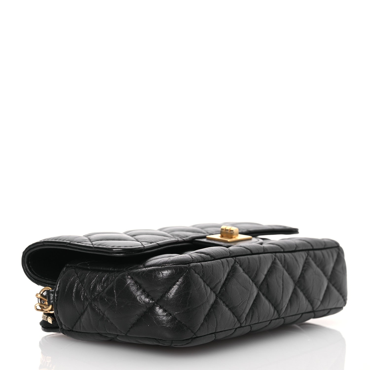 Chanel Aged Calfskin Quilted Reissue 2.55 Phone Holder With Chain Black 4 of 16