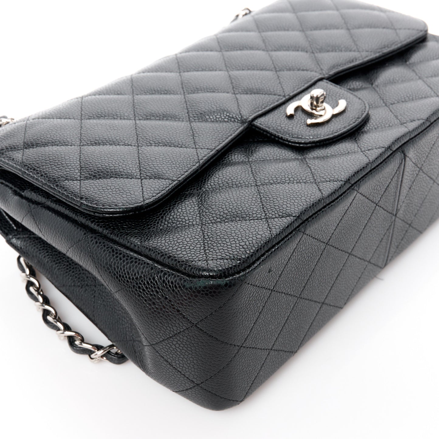 Caviar Quilted Jumbo Double Flap Black