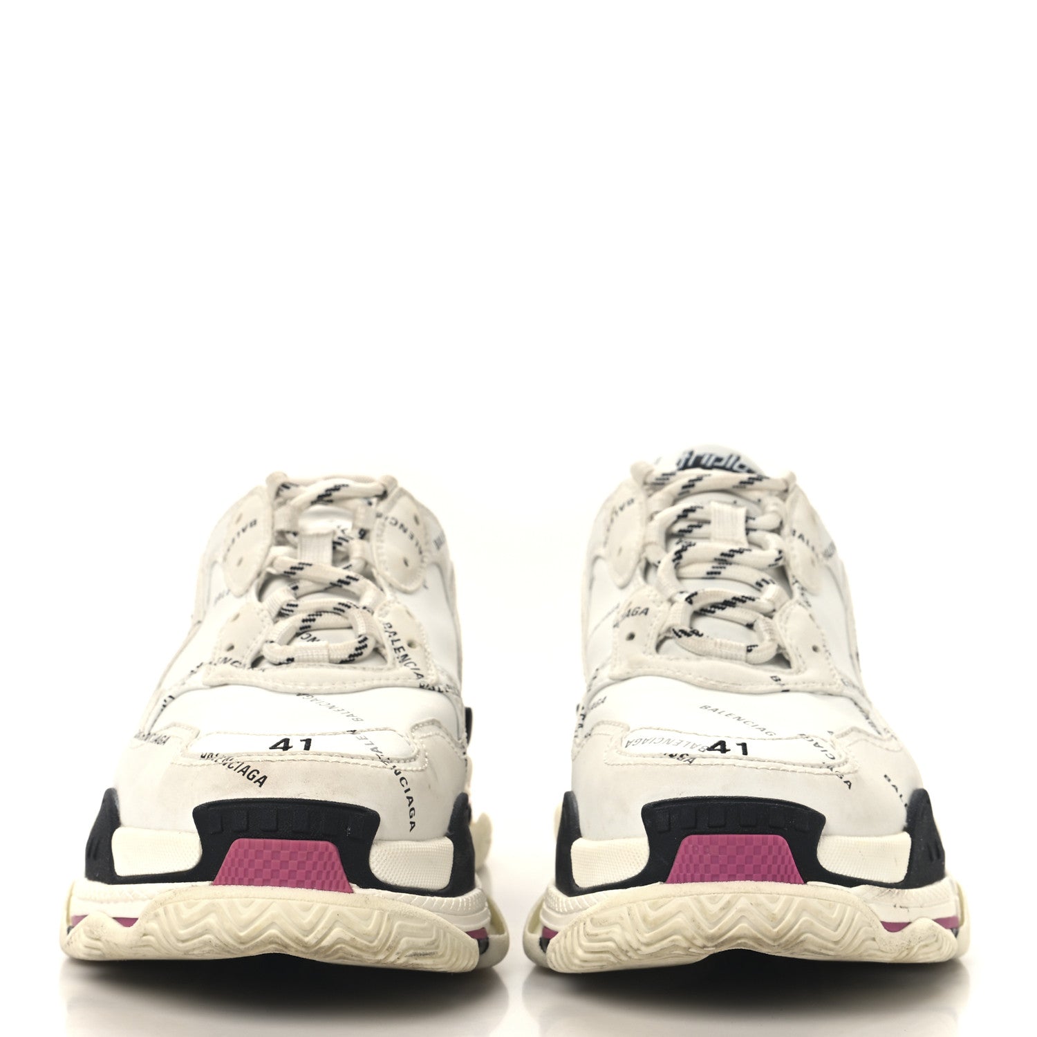 Balenciaga Technical Fabric Allover Logo Mens Triple S Sneakers 41 White Black Pink 3 of 8