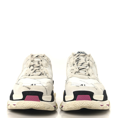 Balenciaga Technical Fabric Allover Logo Mens Triple S Sneakers 41 White Black Pink 3 of 8