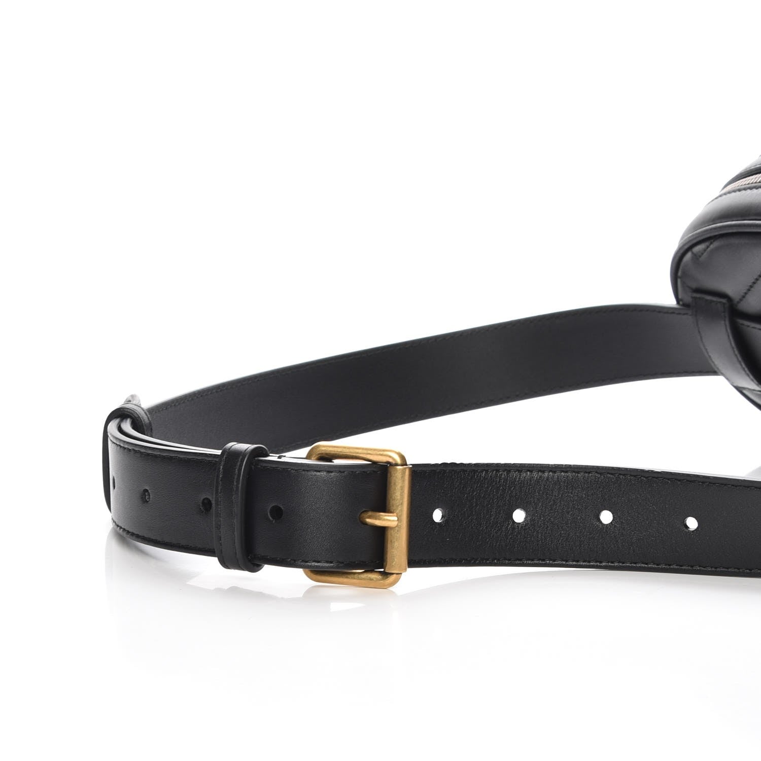 Gucci Calfskin Matelasse GG Marmont Belt Bag 85 34 Black 8 of 9
