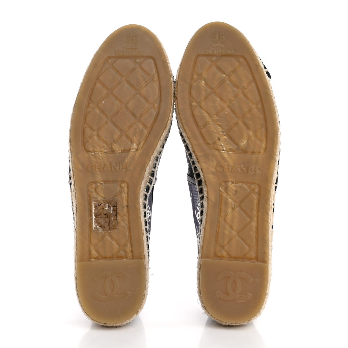 Mesh Grosgrain CC Espadrilles 36 Black White