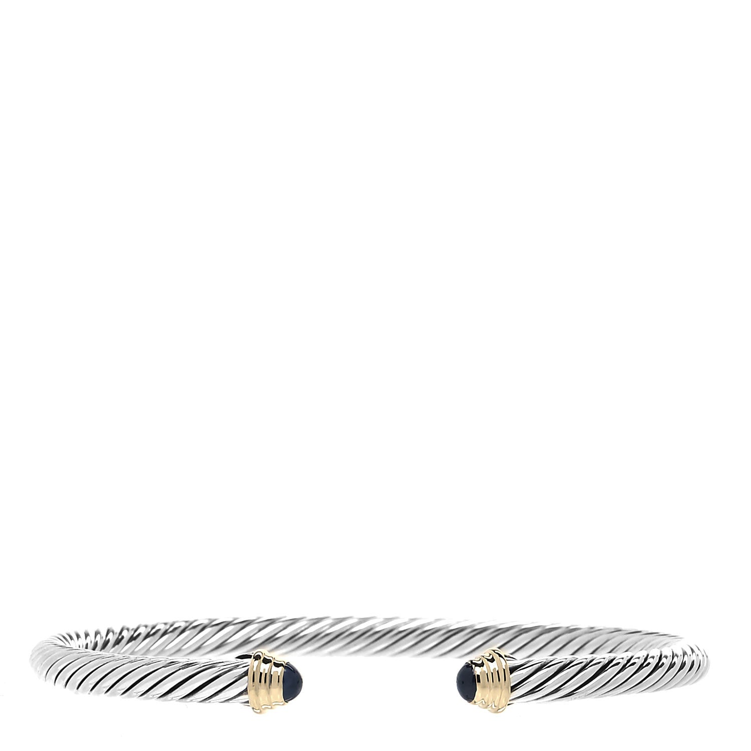 David Yurman Sterling Silver 18K Yellow Gold Blue Sapphire 4mm Cable Kids Birthstone Bracelet 1 of 4