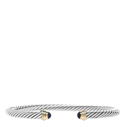 David Yurman Sterling Silver 18K Yellow Gold Blue Sapphire 4mm Cable Kids Birthstone Bracelet 1 of 4