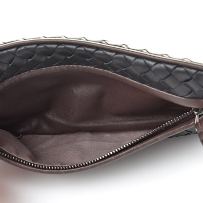 Bottega Veneta Nappa Intrecciato Zip Clutch Black Brown 6 of 8
