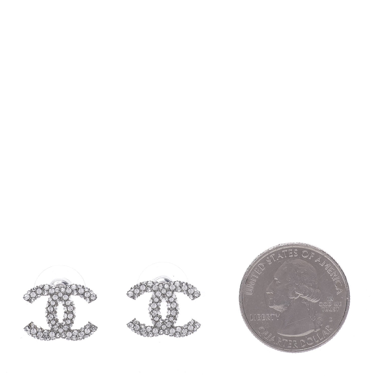 Chanel Crystal CC Earrings Silver 2 of 5