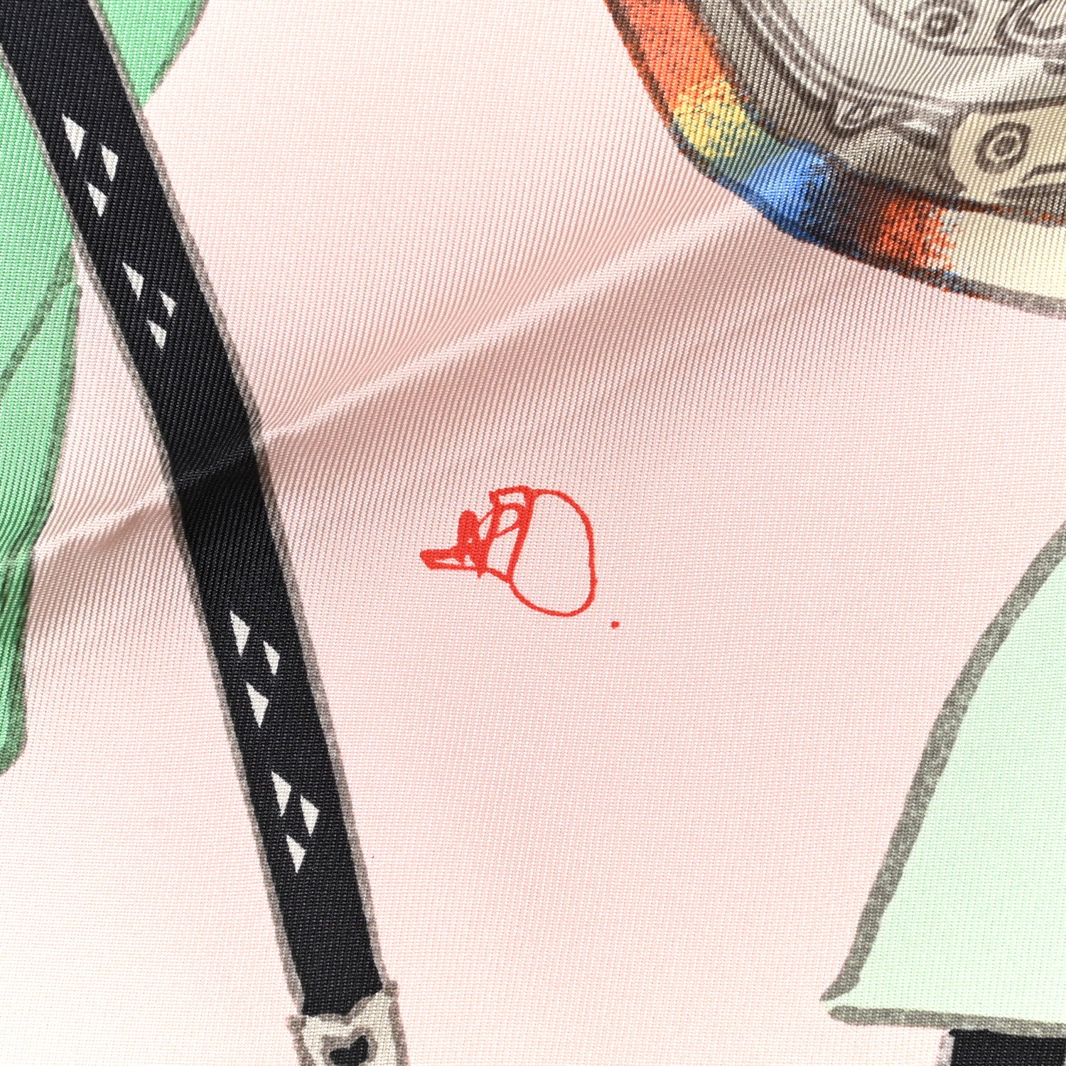 Hermes Silk Les Artisans D'Hermes Scarf 90 Rose Pale Vert Amande 7 of 7