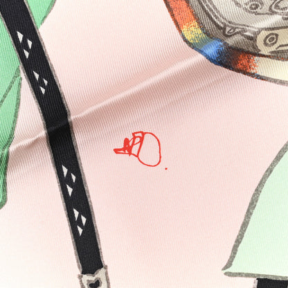 Hermes Silk Les Artisans D'Hermes Scarf 90 Rose Pale Vert Amande 7 of 7