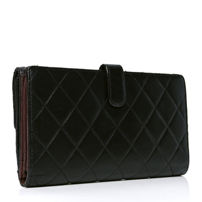 Chanel Lambskin Quilted Long Flap Wallet Black 2 of 7