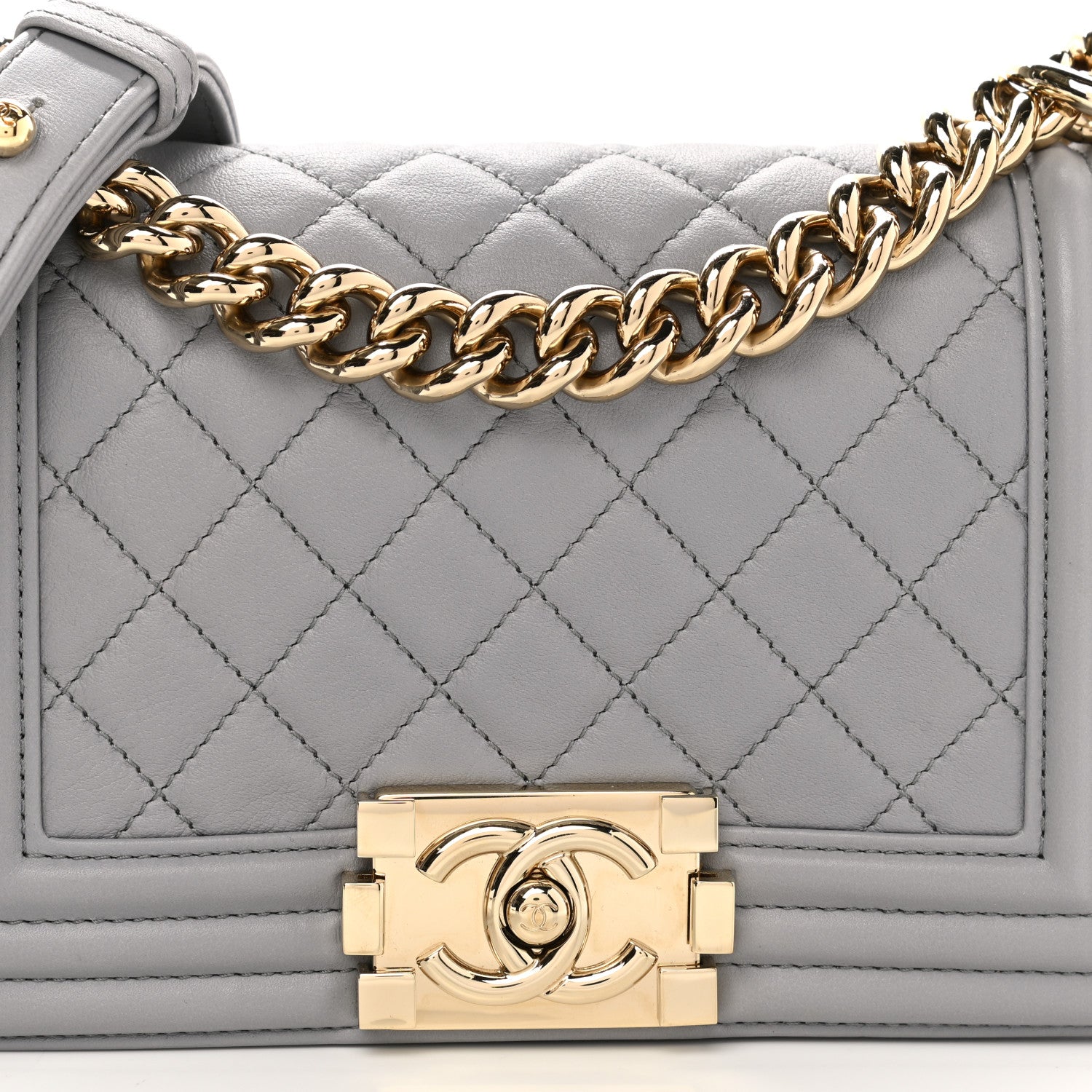 Chanel Calfskin Quilted Small Boy Flap Grey 7 of 11