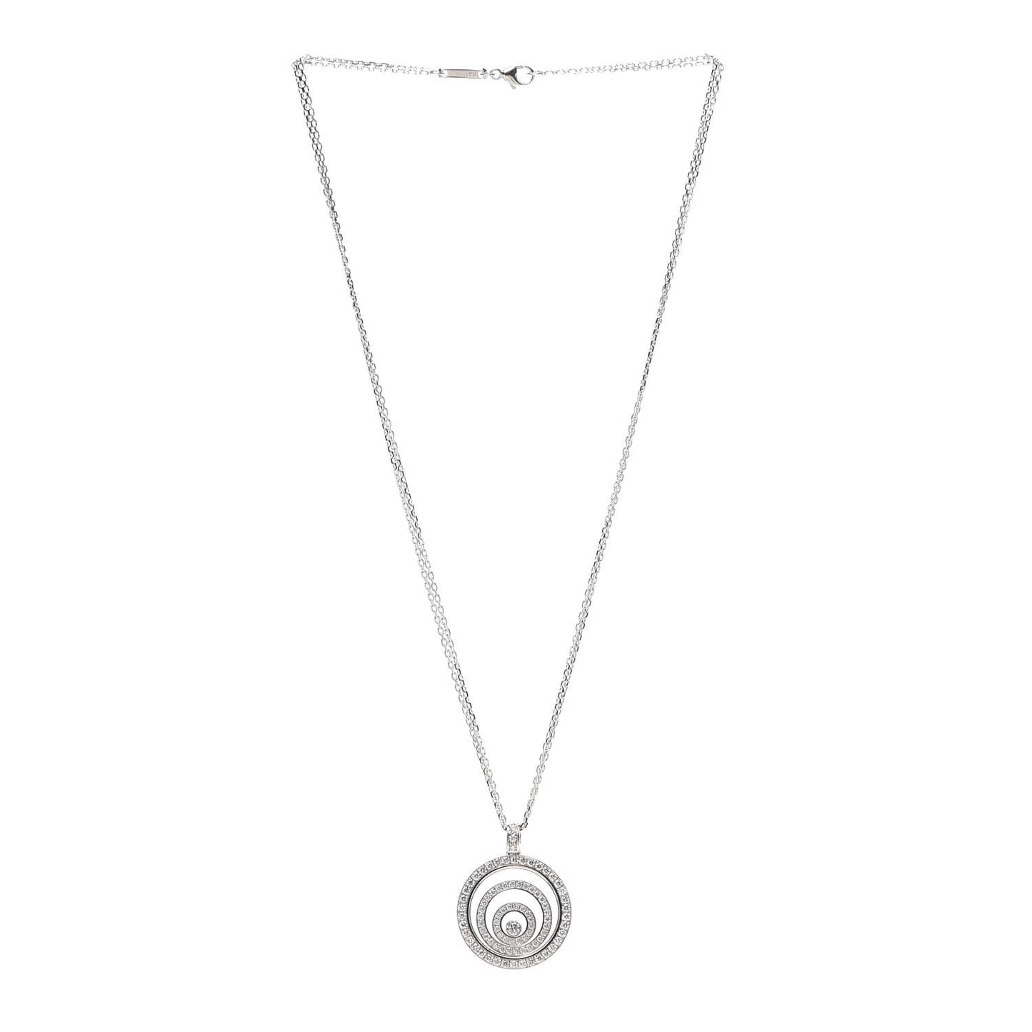 18K White Gold Diamond Happy Spirit Three-Ring Pendant Necklace