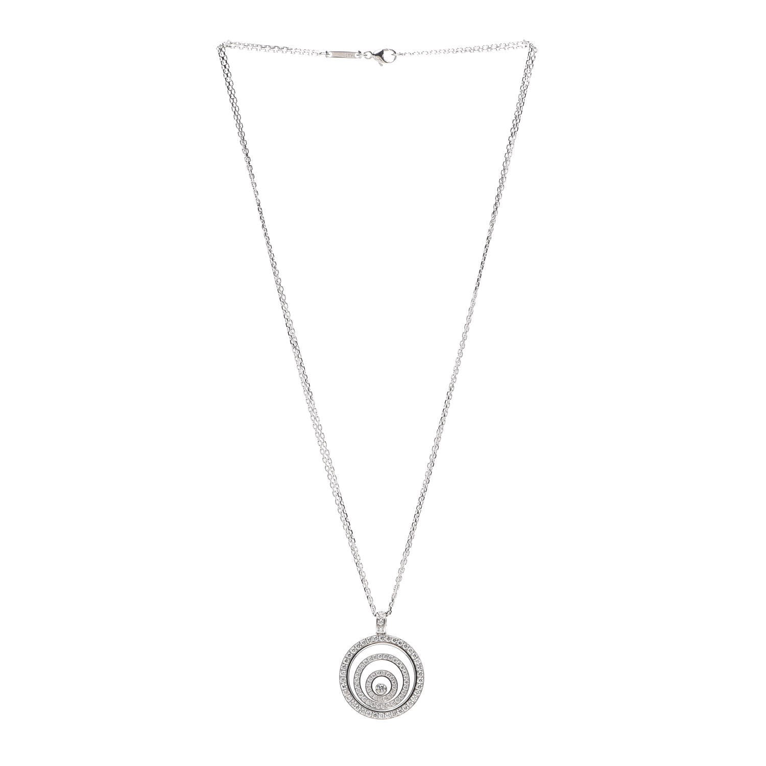 Chopard 18K White Gold Diamond Happy Spirit Three-Ring Pendant Necklace 3 of 5