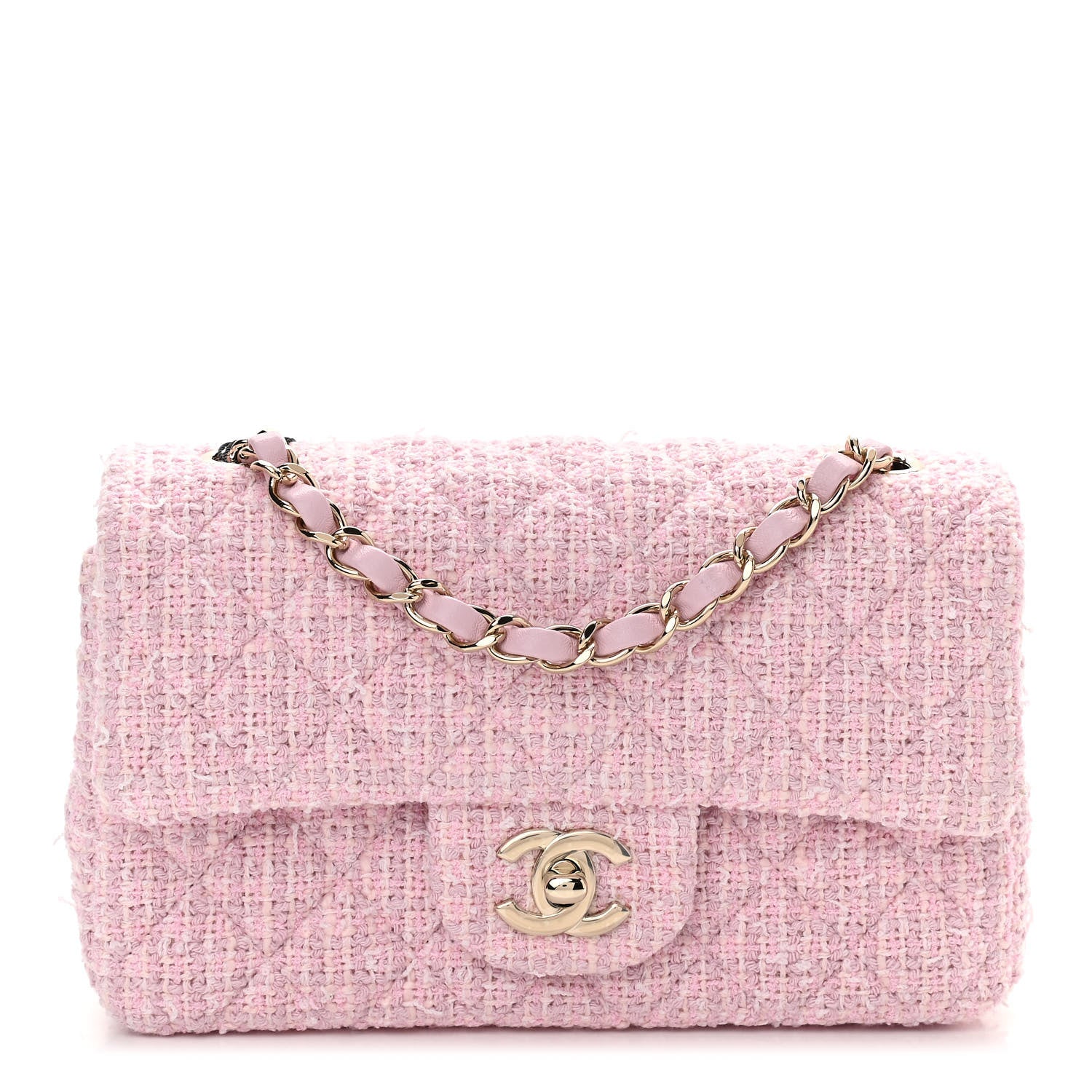Chanel Tweed Quilted Mini Rectangular Flap Pink 1 of 11