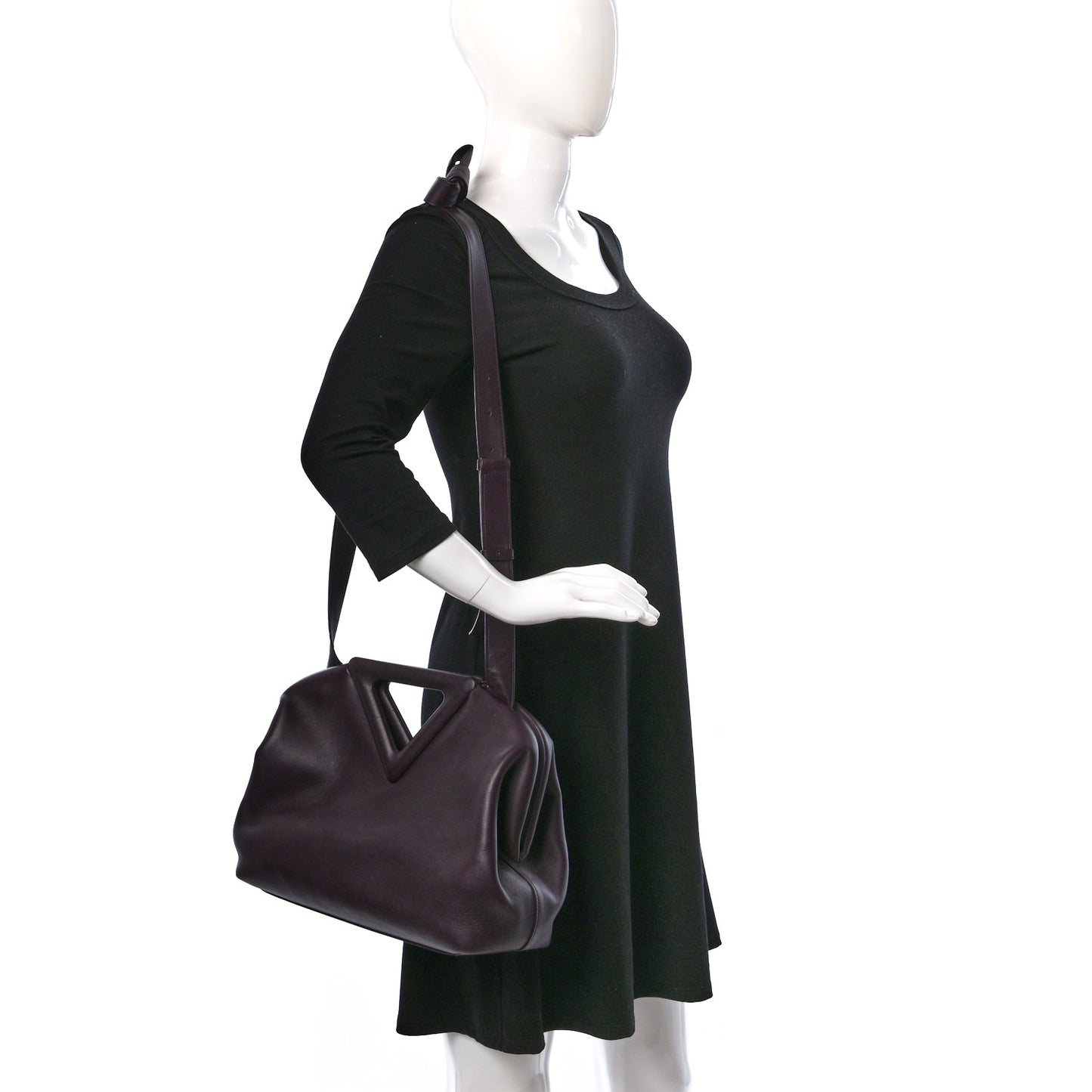 Calfskin Medium The Point Triangle Bag Grape