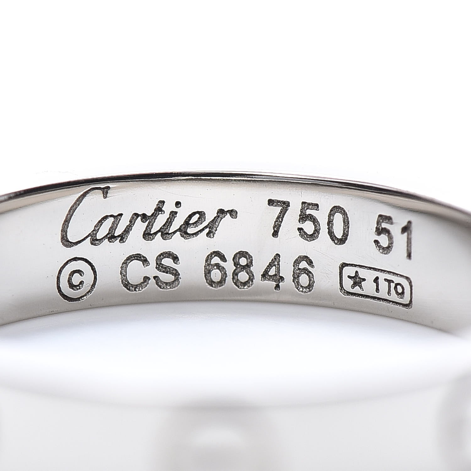 Cartier 18K White Gold 3.5mm LOVE Wedding Band Ring 51 5.75 4 of 4