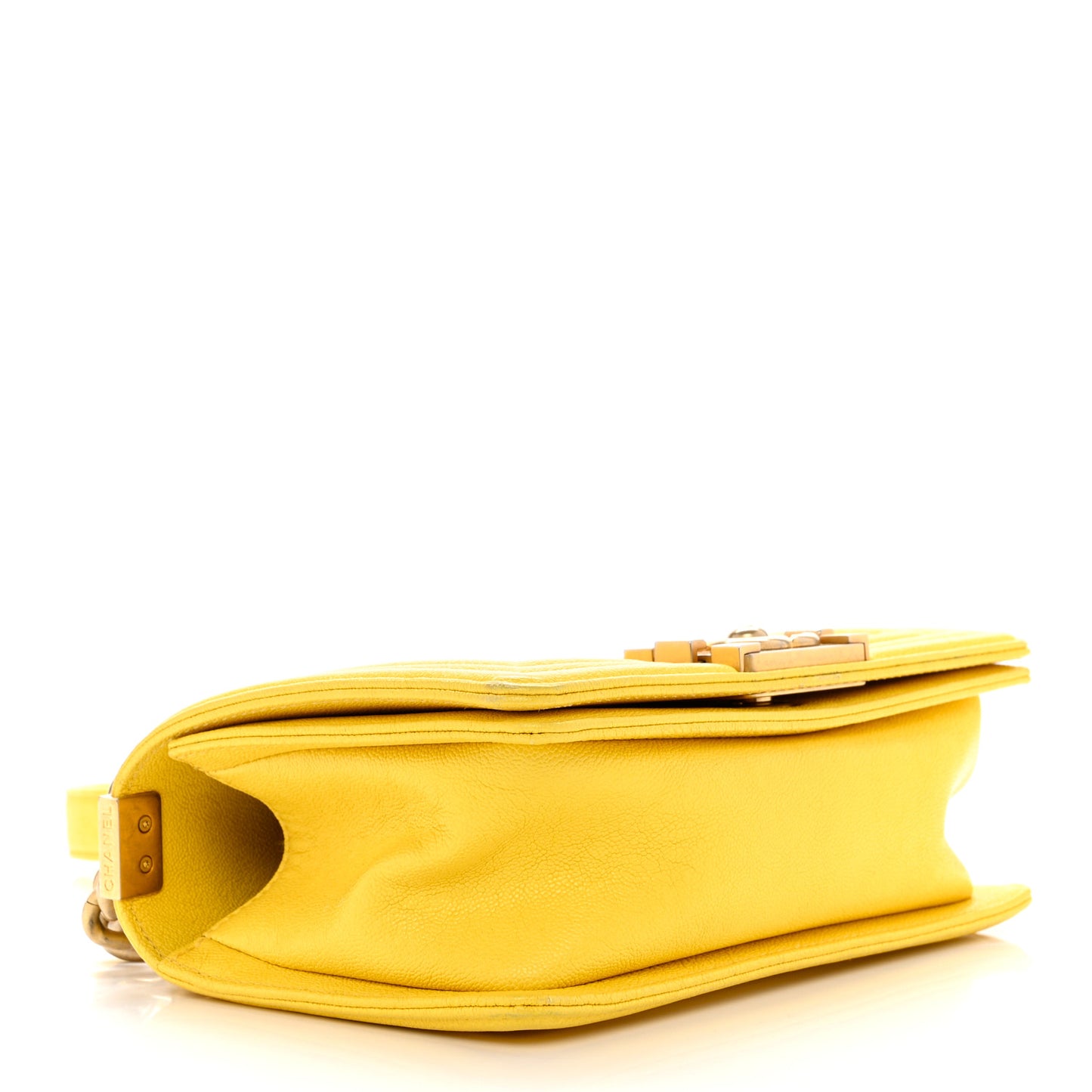 Caviar Quilted Small Boy Flap Yellow