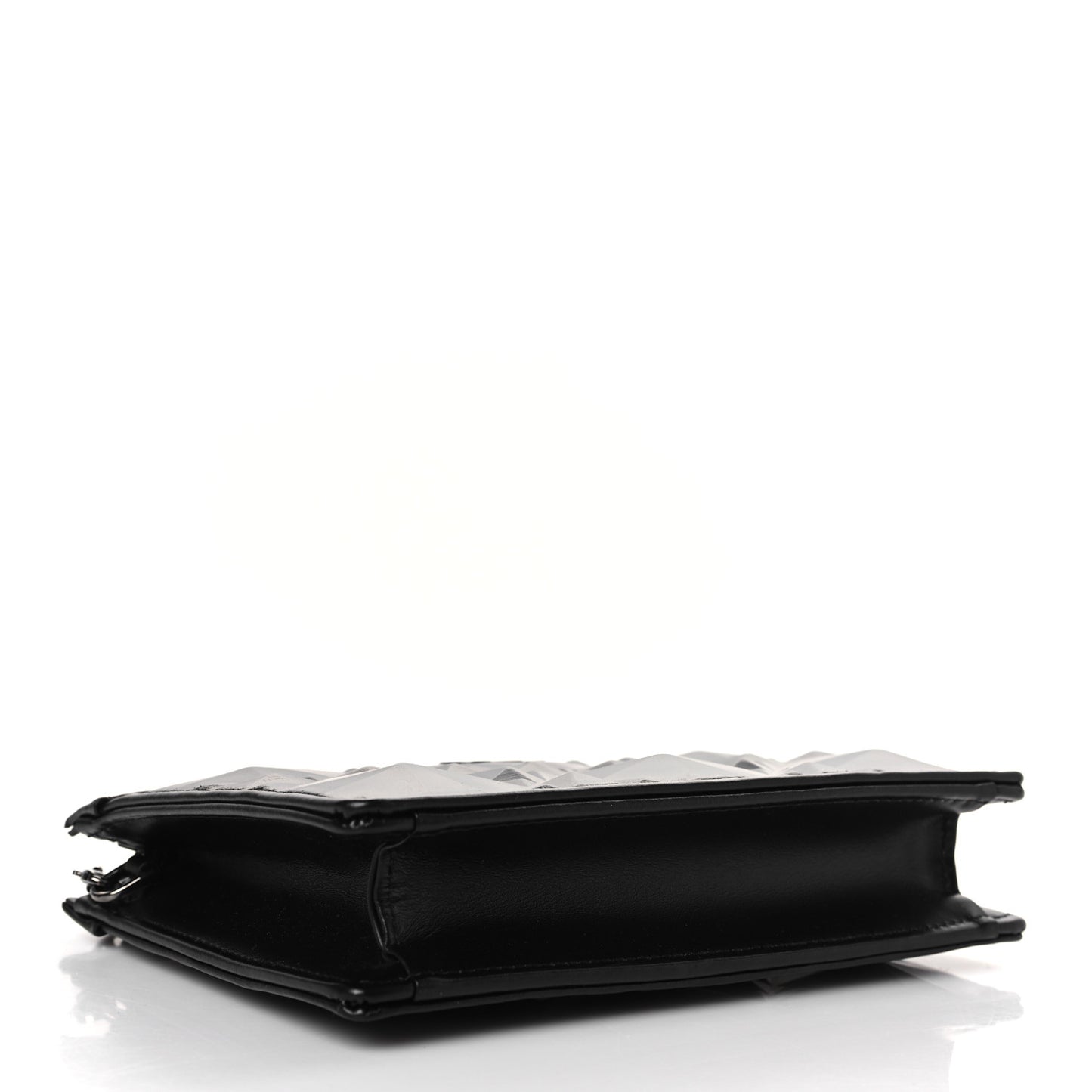 Calfskin Macrocannage Diamond Caro Zipped Pouch With Chain Black