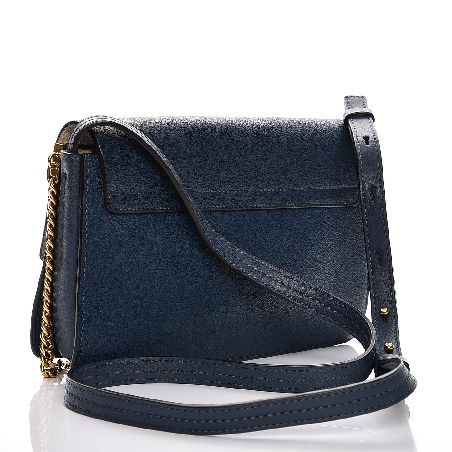 Calfskin Small Faye Shoulder Bag Denim Blue
