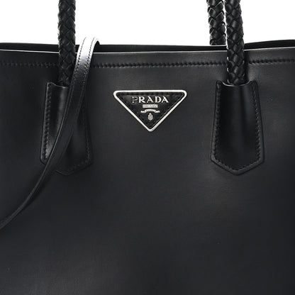 Prada City Calfskin Braided Medium Double Bag Black 7 of 9