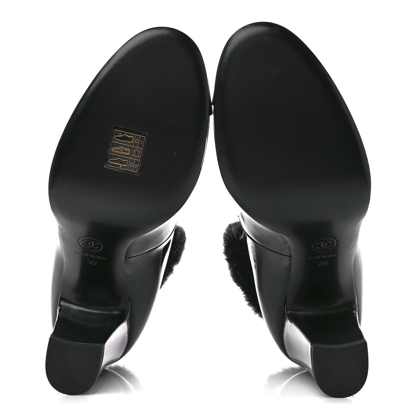 Patent Shearling Lambskin Cap Toe Mary Jane Pumps 39 Black