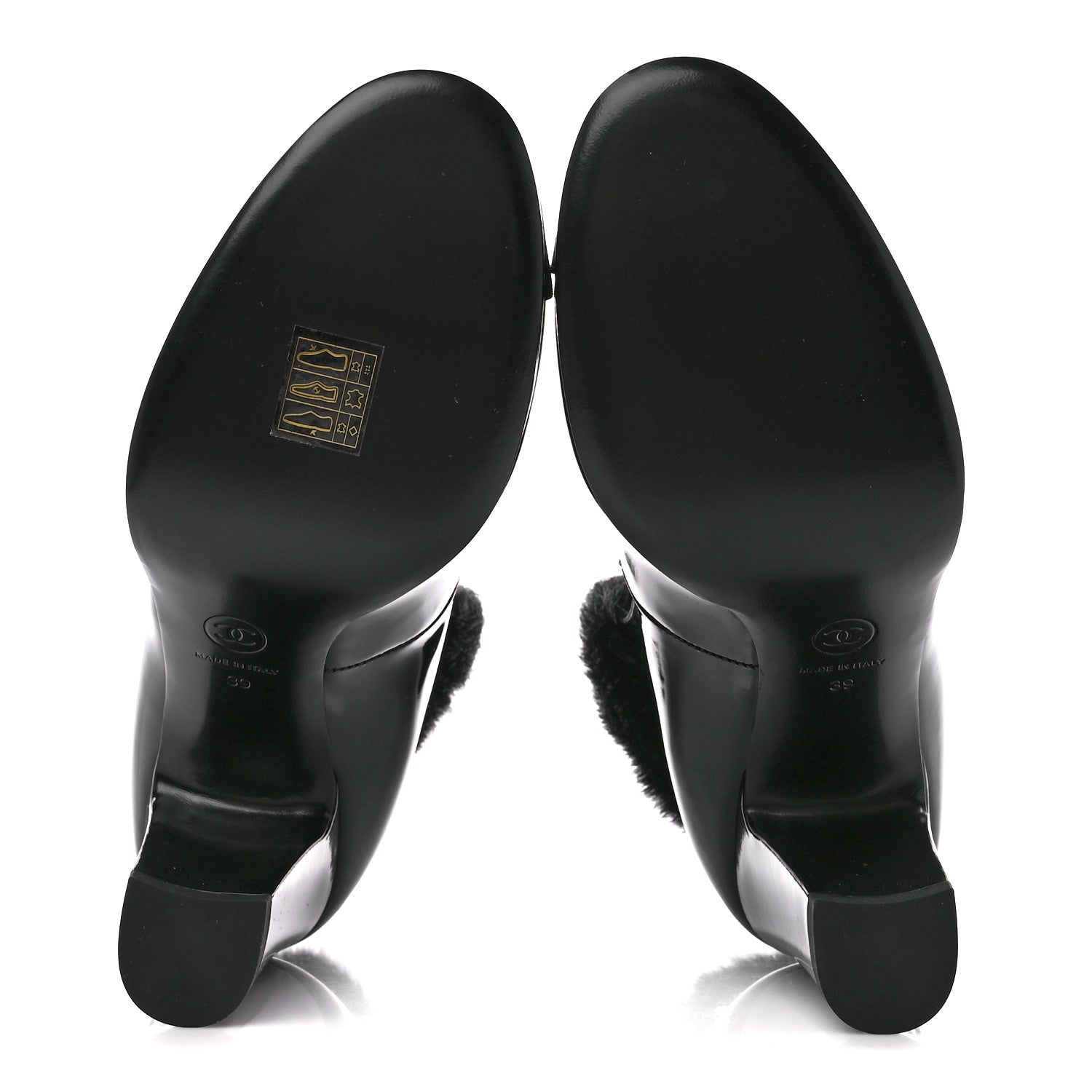 Chanel Patent Shearling Lambskin Cap Toe Mary Jane Pumps 39 Black 5 of 9