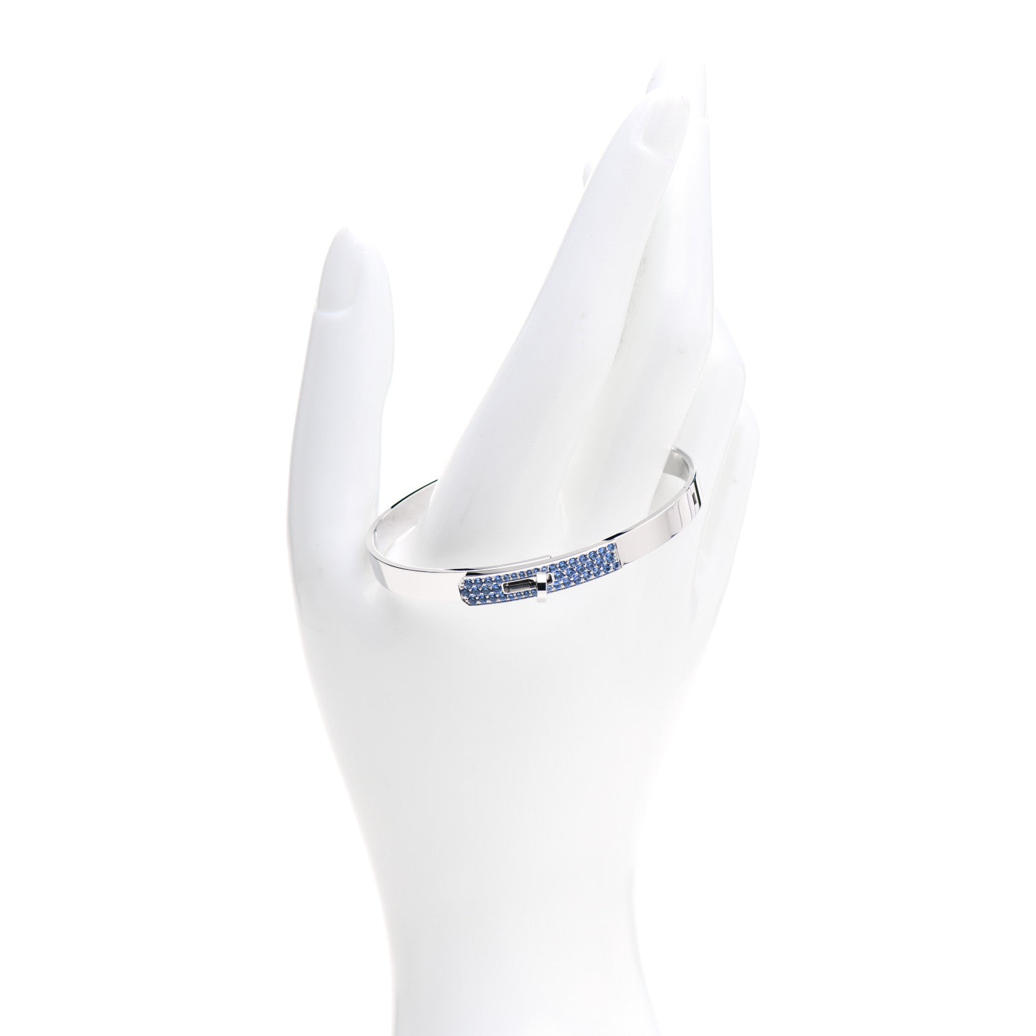 Hermes 18K White Gold Blue Sapphire PM Kelly Bracelet SH 2 of 5