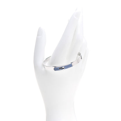 Hermes 18K White Gold Blue Sapphire PM Kelly Bracelet SH 2 of 5