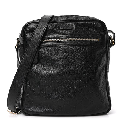 Gucci Guccissima Flat Messenger Bag Black 1 of 10