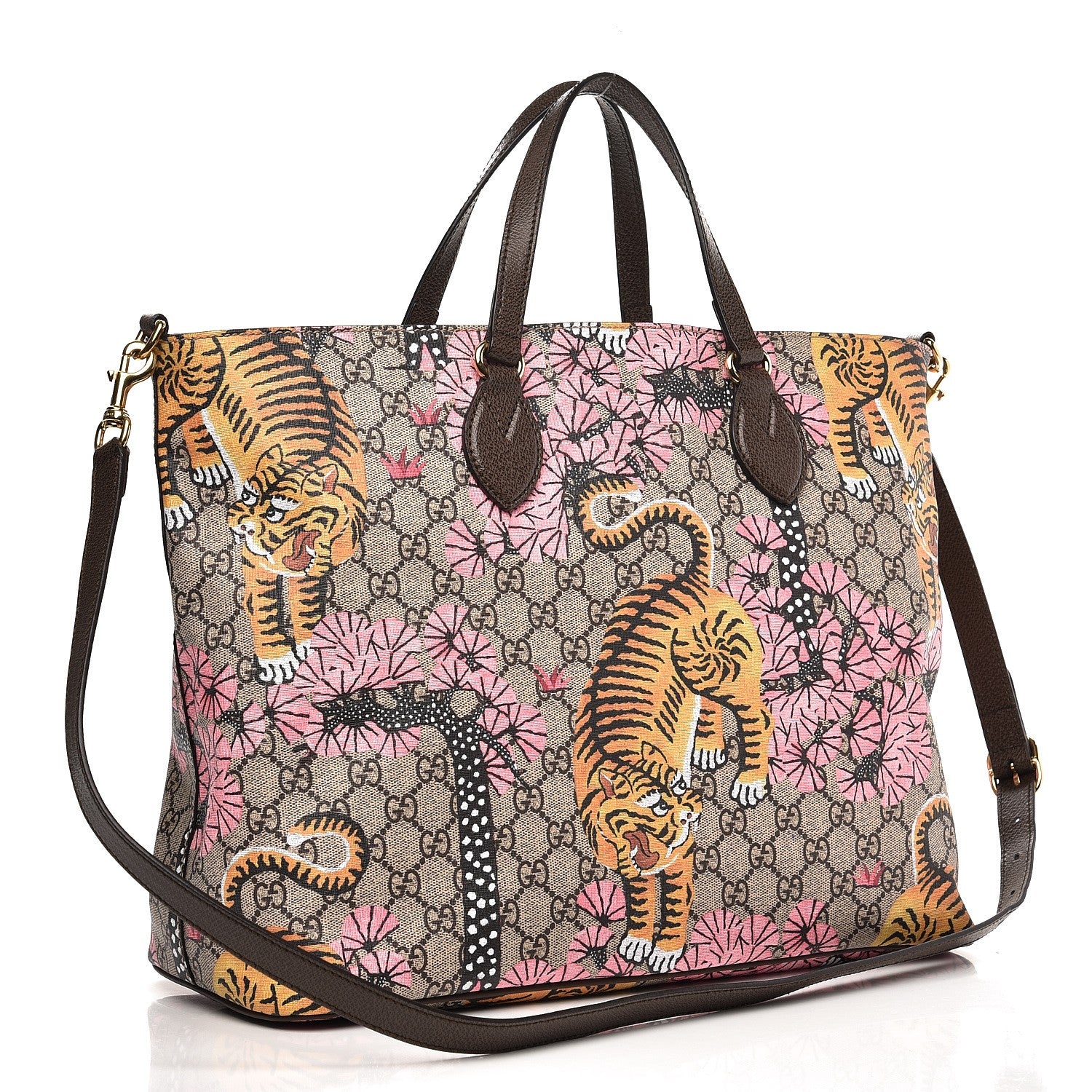 Gucci Soft GG Supreme Monogram Bengal Medium Crossbody Tote Beige Pink 3 of 8