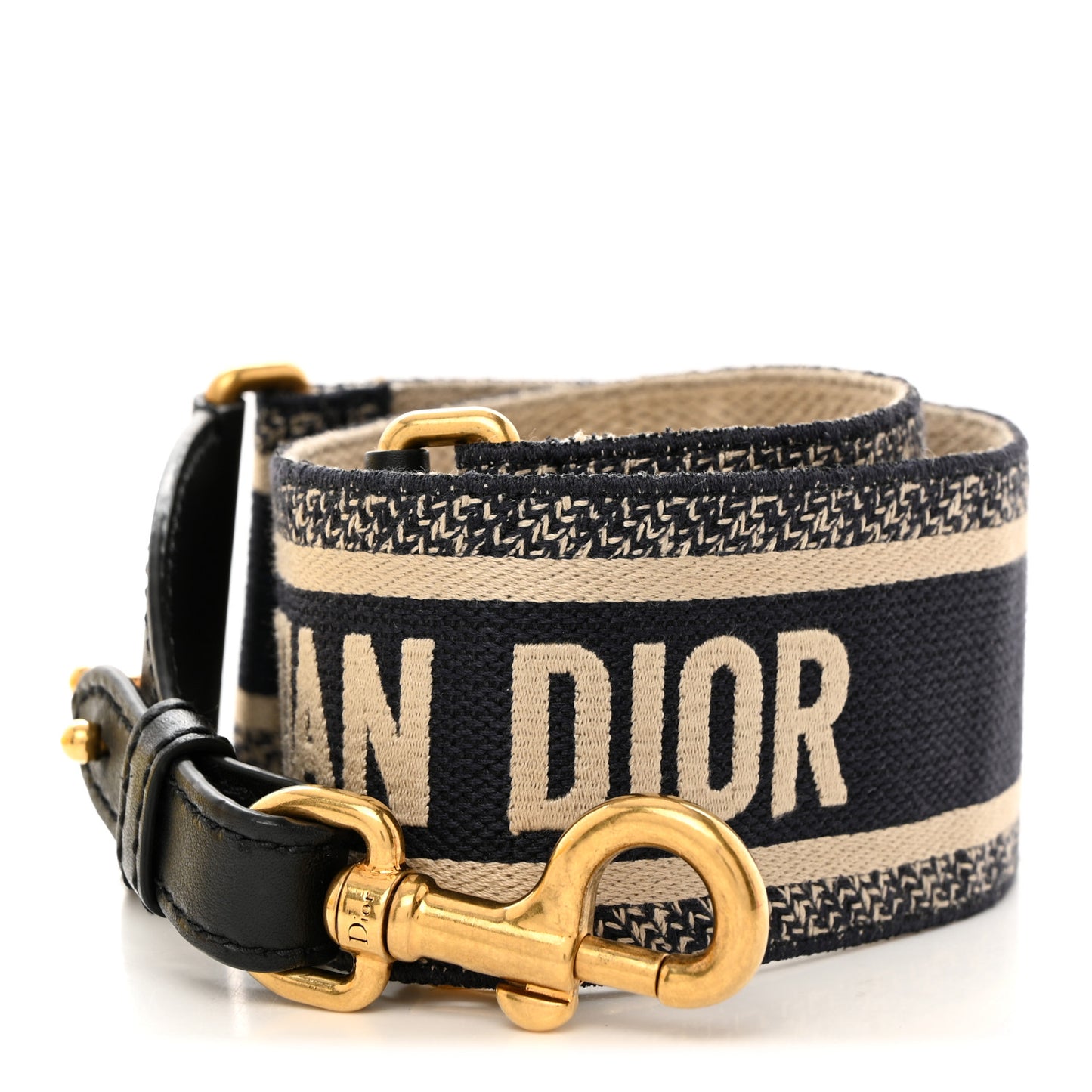 CHRISTIAN DIOR Canvas Embroidered Shoulder Strap Blue