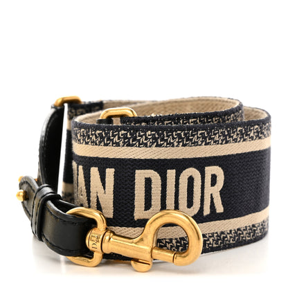 Christian Dior CHRISTIAN DIOR Canvas Embroidered Shoulder Strap Blue 1 of 5
