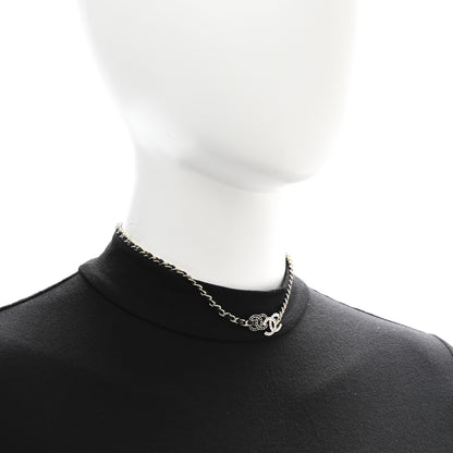 Chanel Lambskin Crystal CC Chain Choker Necklace Black Gold 2 of 6
