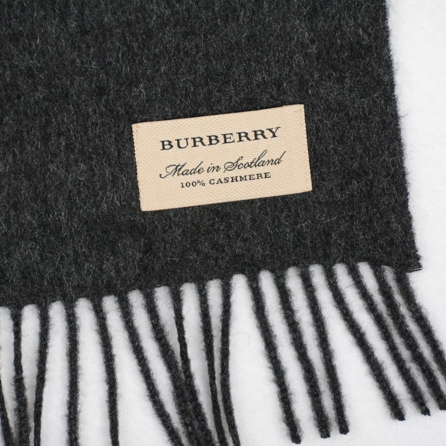 Burberry Cashmere Embroidered Fringe Scarf Charcoal 4 of 6