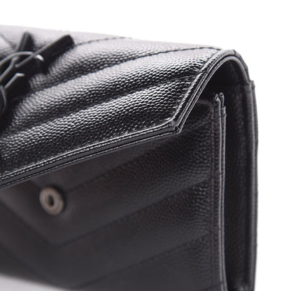 Saint Laurent Grain De Poudre Matelasse Chevron Small Monogram Envelope Wallet Black 8 of 10
