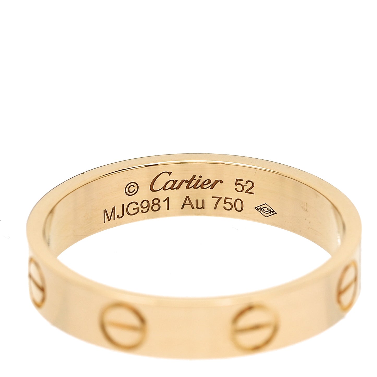 18K Yellow Gold 3.5mm LOVE Wedding Band Ring 52 6