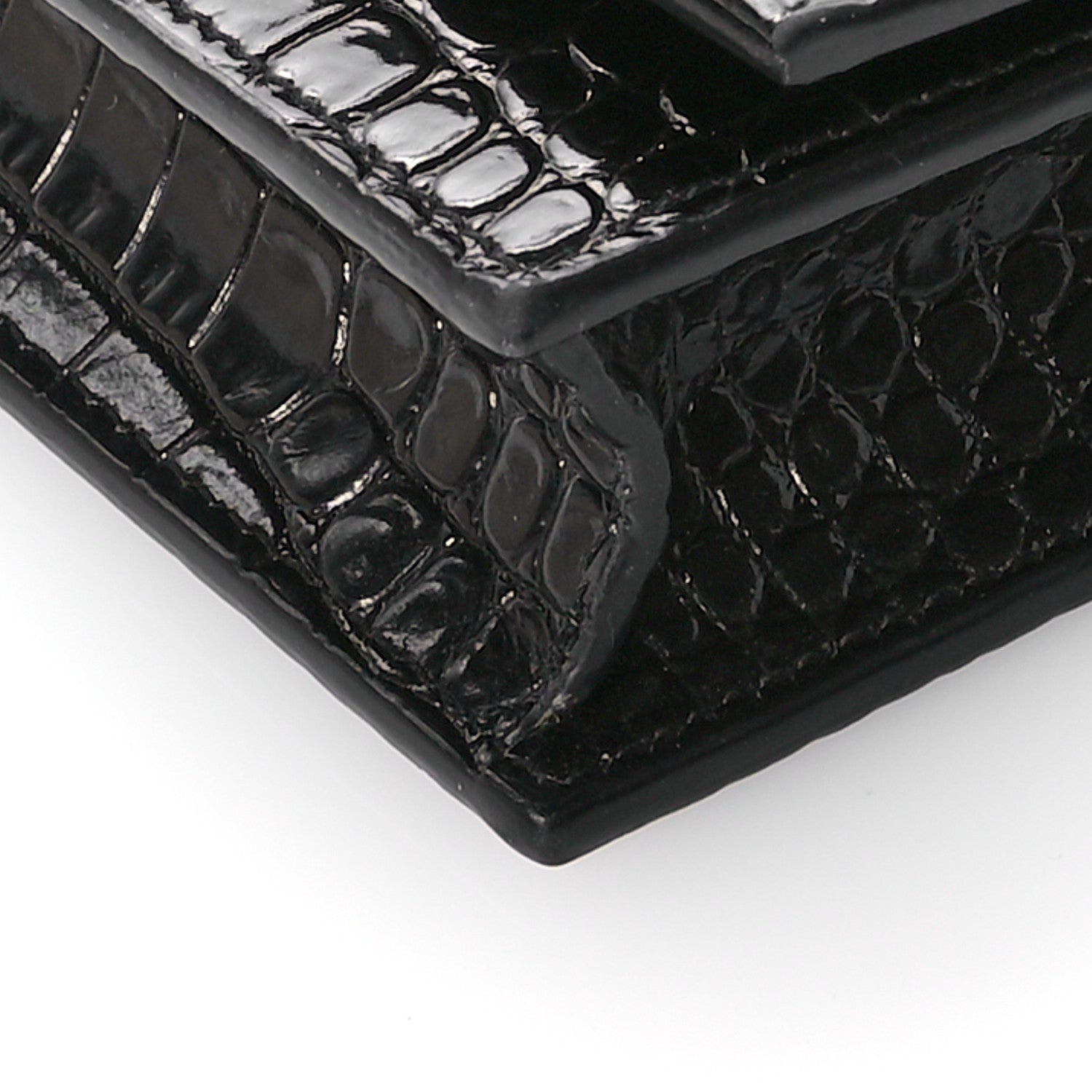 Saint Laurent Calfskin Crocodile Embossed Small Classic Monogram Kate Tassel Satchel Black 10 of 10