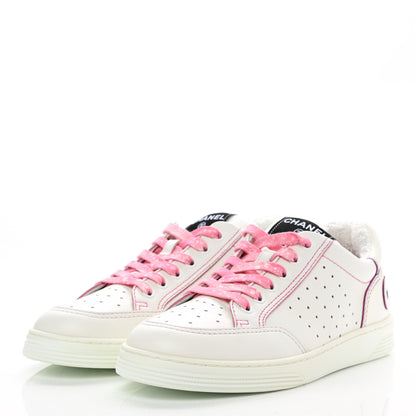 Chanel Calfskin Womens Logo Sneakers 39 White Pink 3 of 8