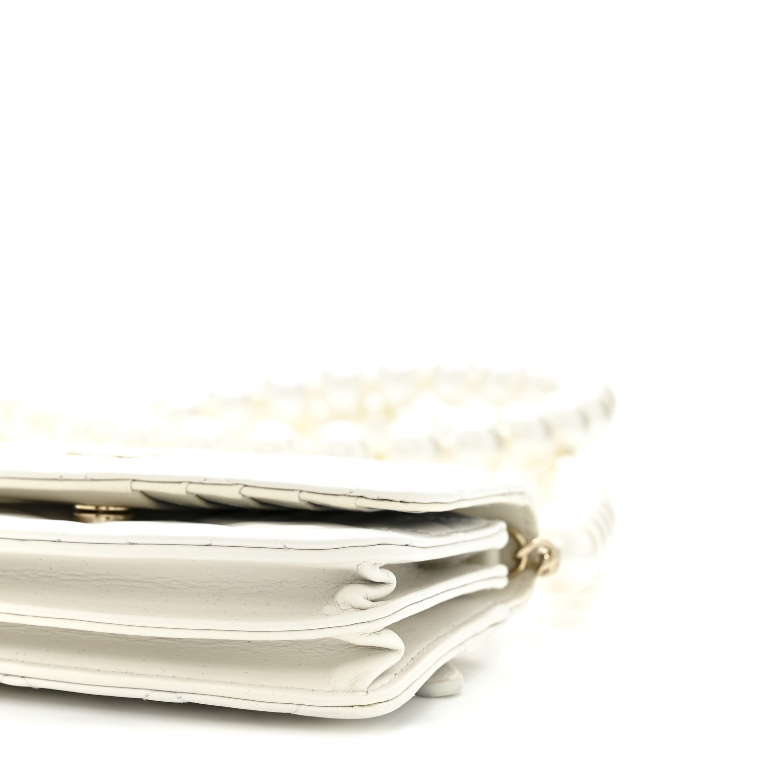 Chanel Calfskin Quilted Mini Maxi Pearls Wallet On Chain WOC White 11 of 12