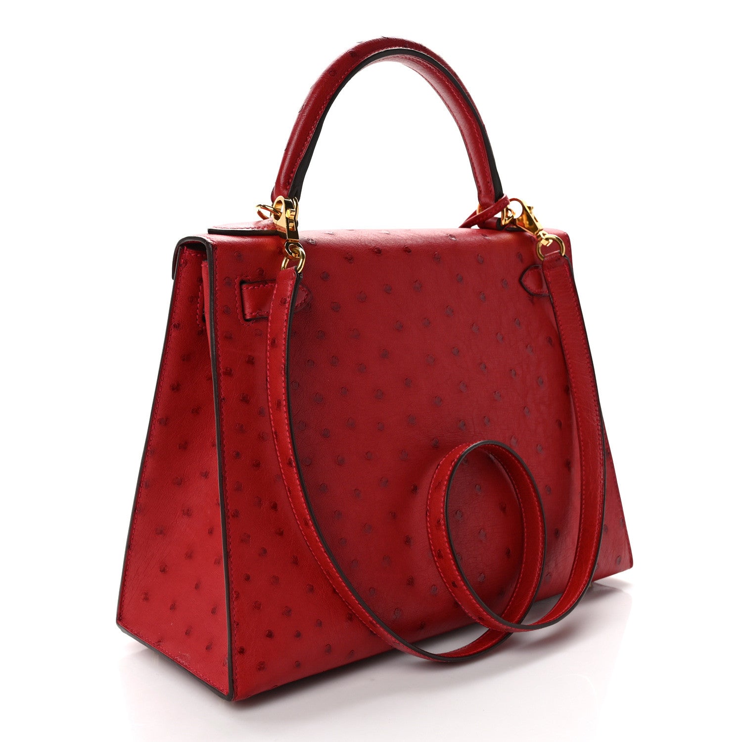 Hermes Ostrich Kelly Sellier 28 Rouge Casaque 3 of 9