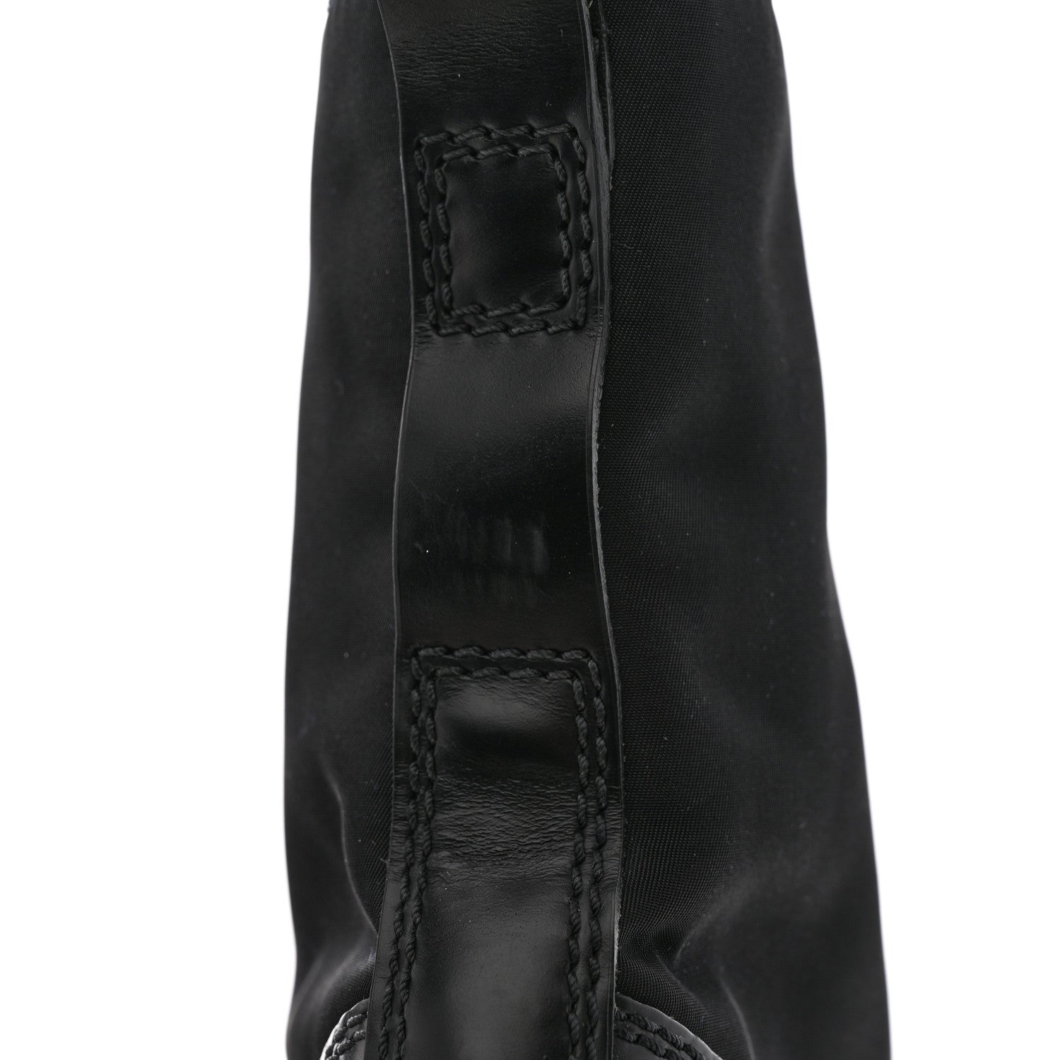 Prada Spazzolato Rois Re-Nylon Metal Triangle Logo Mens Monolith Pouch Pocket 60mm Combat Boots 7 Black 13 of 15