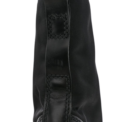 Prada Spazzolato Rois Re-Nylon Metal Triangle Logo Mens Monolith Pouch Pocket 60mm Combat Boots 7 Black 13 of 15