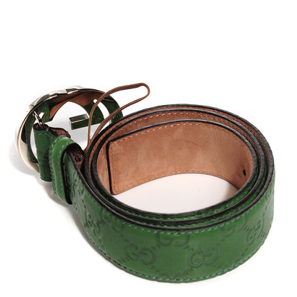 Gucci Guccissima Interlocking G Belt 85 34 Green Silver 3 of 6