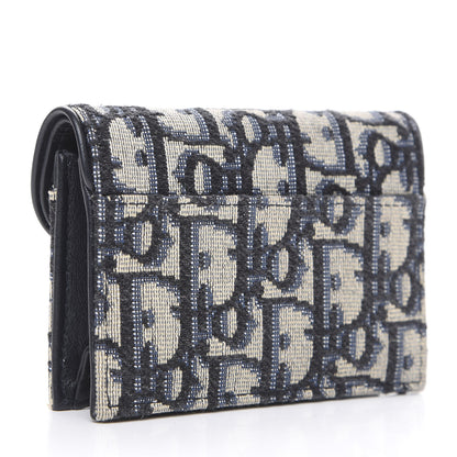 Christian Dior Oblique Saddle Card Holder Blue 3 of 8