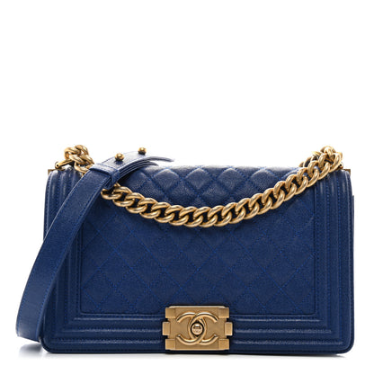 Chanel Caviar Quilted Medium Boy Flap Blue 1 of 10