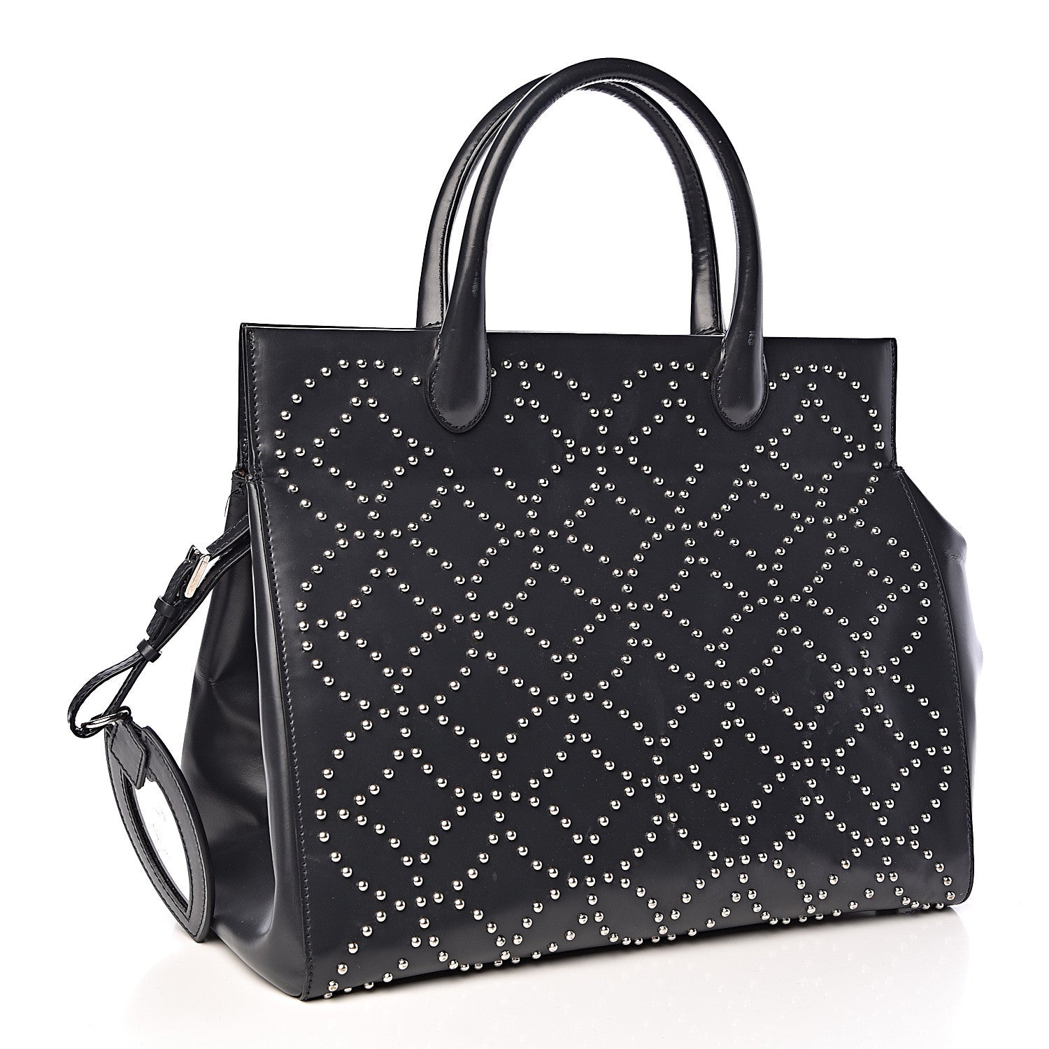 Alaia Calfskin Arabesque Studded Clous Tote Dark Grey 3 of 12