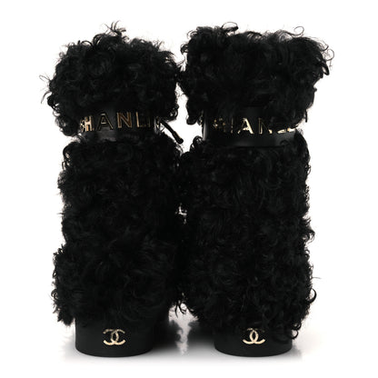Chanel Shearling Sheepskin High Boots 37.5 Black 6 of 11