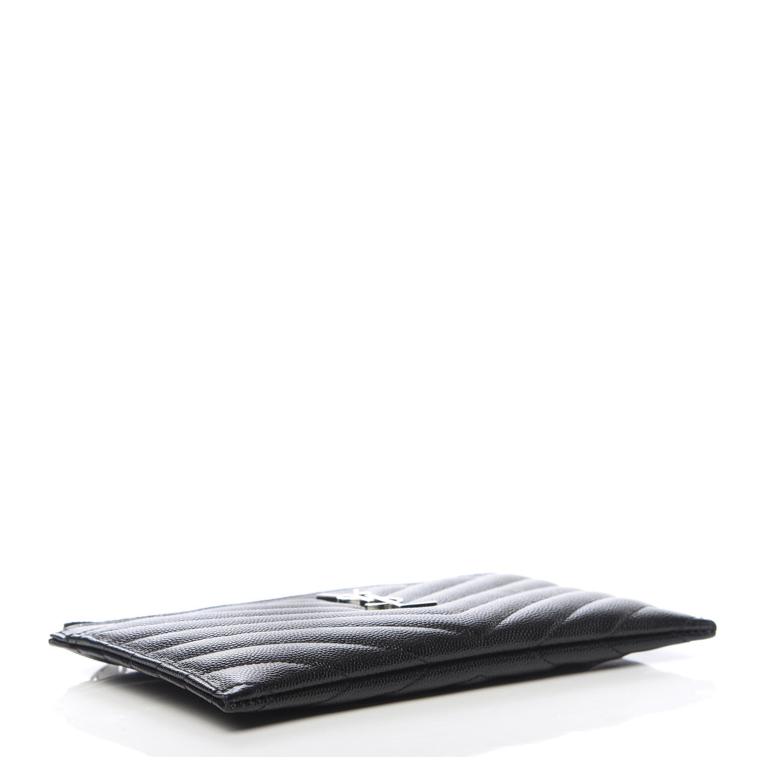 Saint Laurent Grain De Poudre Chevron Monogram Bill Pouch Black 4 of 8