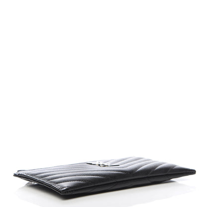 Saint Laurent Grain De Poudre Chevron Monogram Bill Pouch Black 4 of 8